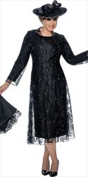 Dorinda Clark Cole 5312 - Black - Lace & Twill Dress with Jacket